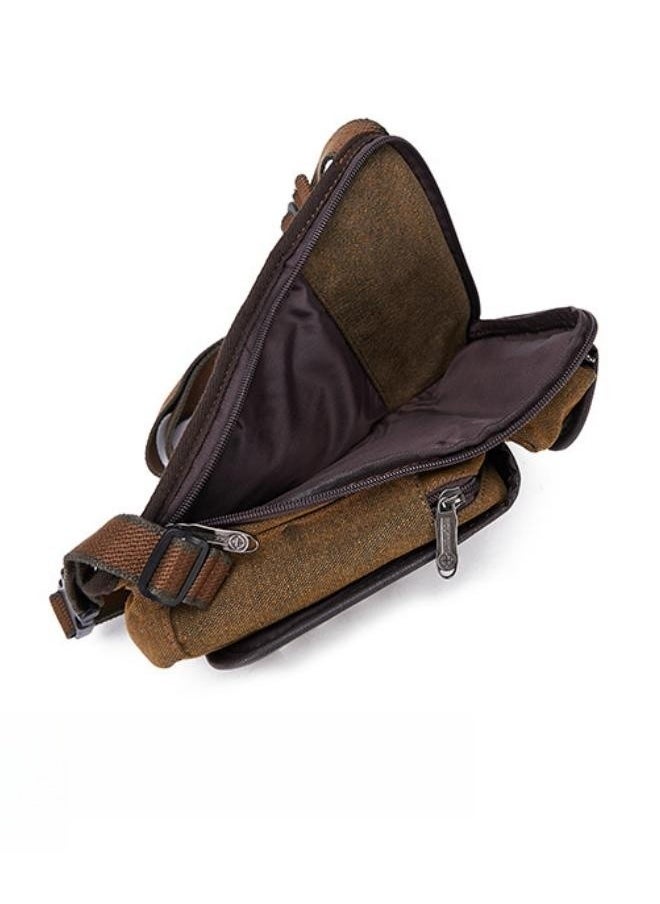 WAOKN - Men's Outdoor Sports Casual Chest Bag, Boys Large Capacity Canvas Waist Bag Crossbody Bag, European and American Style Retro Cycling Leg Bag Handbag For College Students and Teenagers - Image 1