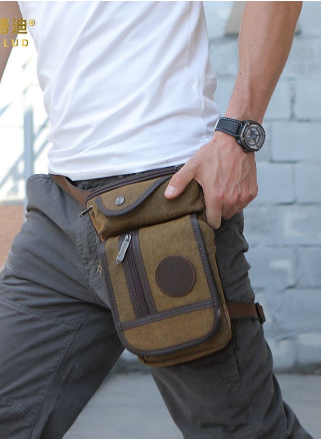 WAOKN - Men's Outdoor Sports Casual Chest Bag, Boys Large Capacity Canvas Waist Bag Crossbody Bag, European and American Style Retro Cycling Leg Bag Handbag For College Students and Teenagers - Image 1