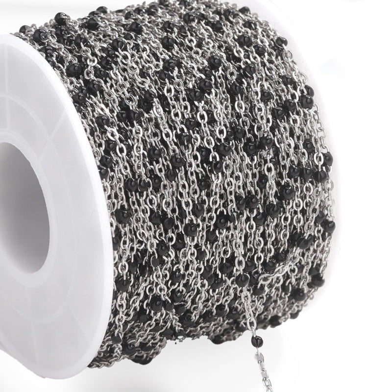 Black Stainless Steel Bead Chain 2M Sparkling Jewelry Making Craft Supplies - Image 2