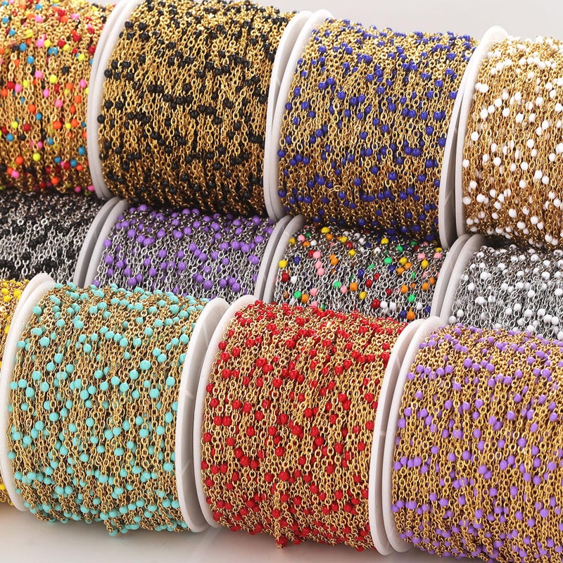 Black Stainless Steel Bead Chain 2M Sparkling Jewelry Making Craft Supplies - Image 3