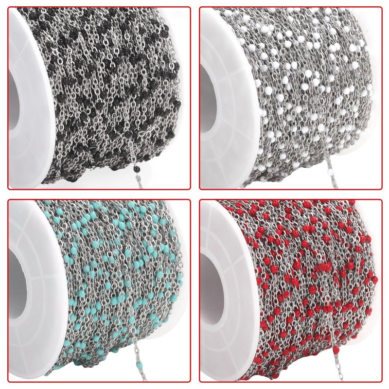 Black Stainless Steel Bead Chain 2M Sparkling Jewelry Making Craft Supplies - Image 5