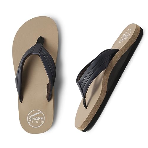 SHAPECRUNCH Women's Arch Support Slippers | Ortho Flipflops with soft MCR footbed - Reduce Pressure on Feet, Joints, and Back (Biege - Dark Blue, 6) - Image 4
