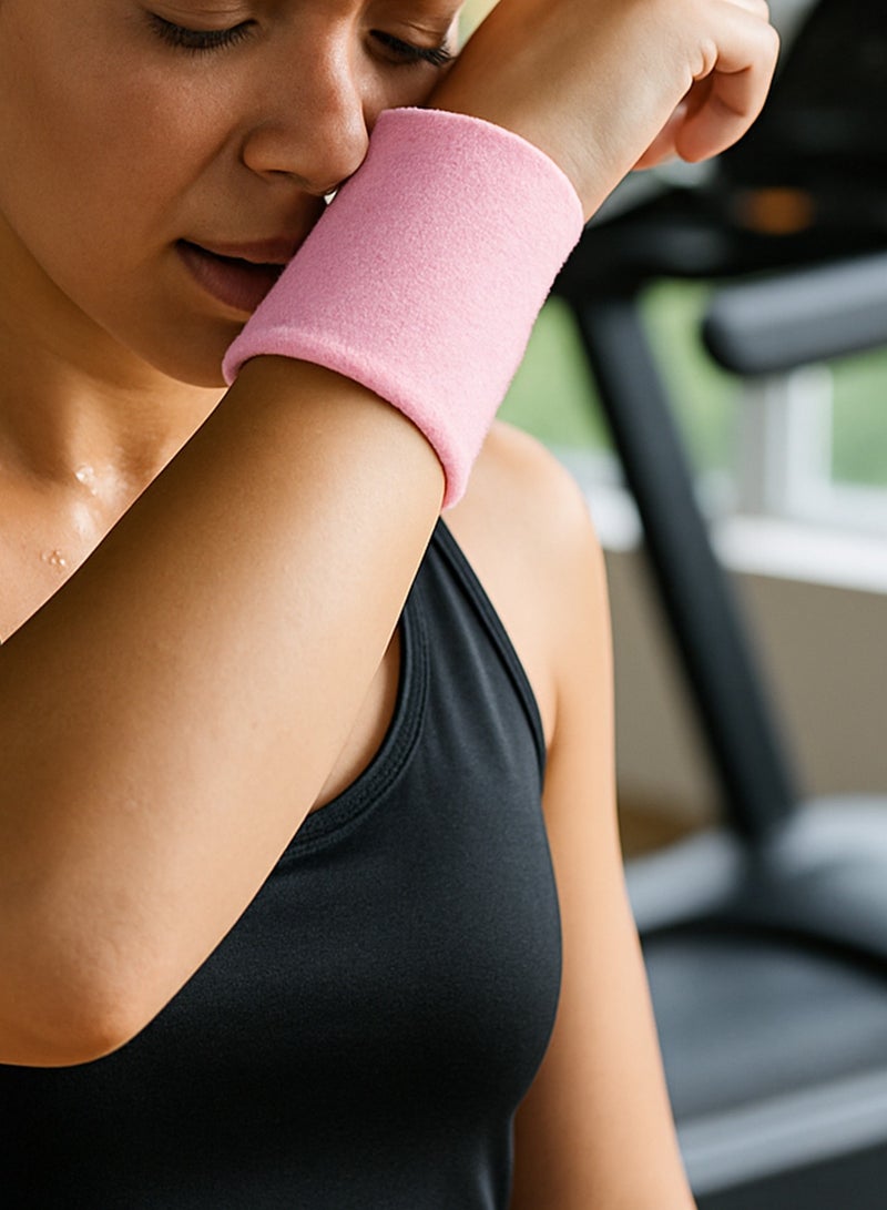 آر جيه ربطة معصم رياضية نسائية لون وردي  من RJ دعم مثالي ومرونه عاليه اثناء التمارين امتصاص فائق للرطوبة والحرارة - Image 2