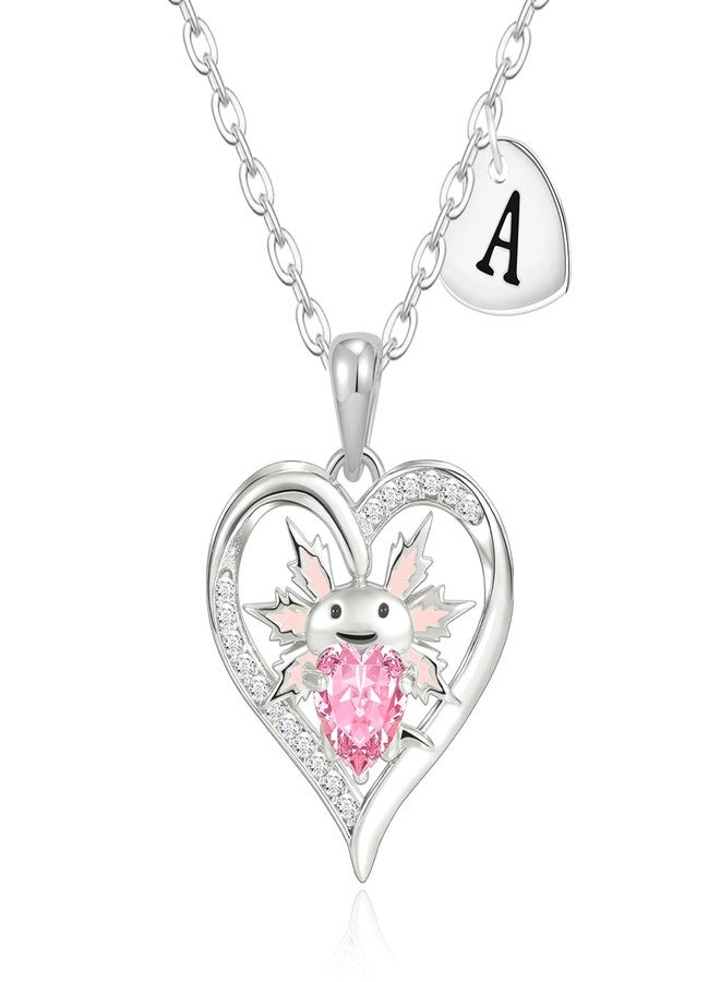Maxcate Axolotl Gifts for Teens, 14K White Gold Plated Initial A Axolotl Necklace Trendy Stuff Christmas Birthday Gift for Teen - Image 1