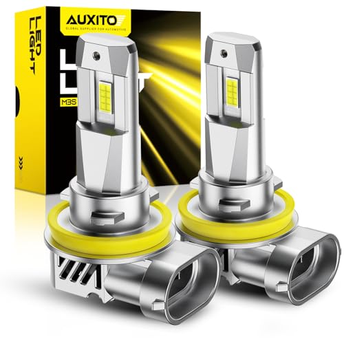 AUXITO H11 LED Bulbs 60000LM 900 Super Bright 60000 Hours Life Service 6500K Cool White 11 Mini Size Wireless H8 H9 Fog Light Halogen Replacement Plug Play Pack of 2 - Image 1