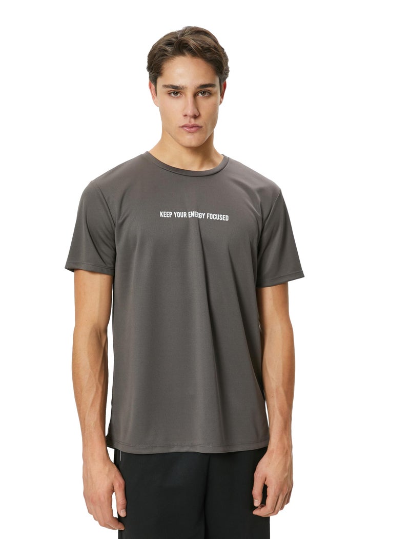 KOTON mens Back Printed Sport Tshirt