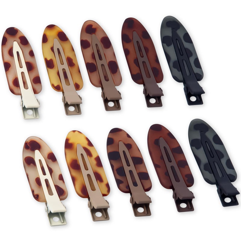 Cptots 10 Pcs Creaseless No Crease No Bend Flat Hair Clips For Styling Non Slip Makeup Clips For Women Salon Hairstyle,Tortoiseshell - Image 1