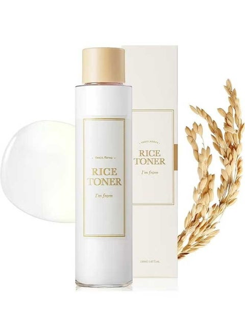 Rice Water Toner, Natural Glow Makeup Water Nutrient Solution with Rice Extract, Deep Hydration and Soothing Facial Skin Care to Reduce Fine Lines 150ml