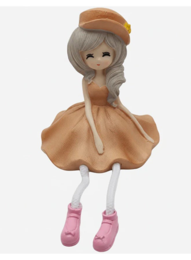 AKDC Modern Polyresin Girl Figurine – Stylish Contemporary Decorative Showpiece for Home Interiors, Orange, 14 cm - Image 1