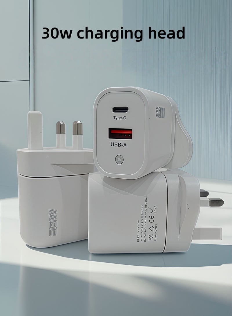 Minimalist white charger: efficient flash charging, thin, light and portable. Pure white charger: rapid full charging, compatible with multiple devices. - Image 2