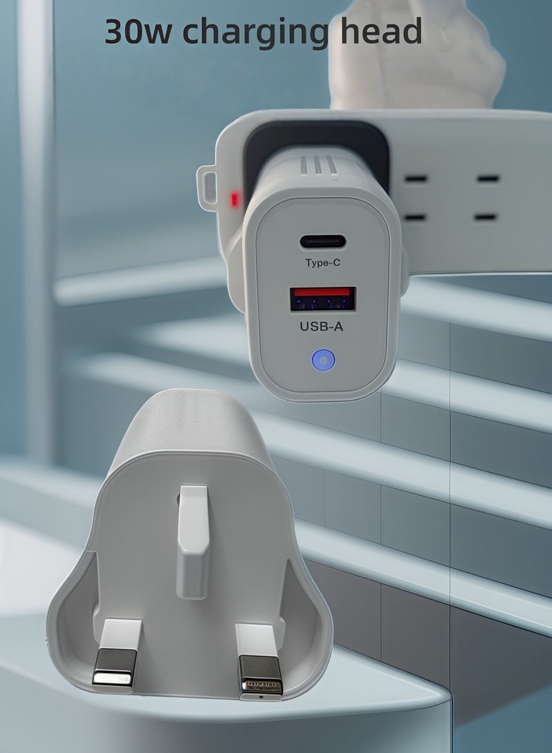 Minimalist white charger: efficient flash charging, thin, light and portable. Pure white charger: rapid full charging, compatible with multiple devices. - Image 3