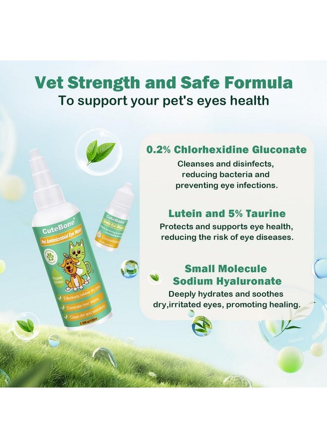 CuteBone - CuteBone Gentle Dog Eye Wash 3.38 fl.oz & Eye Drops 0.34 fl.oz Kit - Effectively Relieve Dry Eye Itching & Redness - Cleanses Dirt & Reduces Irritation - Eliminate Tear Stains for Pet - Image 1
