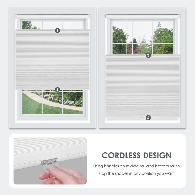 LazBlinds No Tools No Drill Cordless Cellular Shades, Top Down Bottom Up (TDBU) Honeycomb Shades for Home, Light Filtering Thermal Insulation Blinds for Windows, 34" W x 48" H, White - Image 3