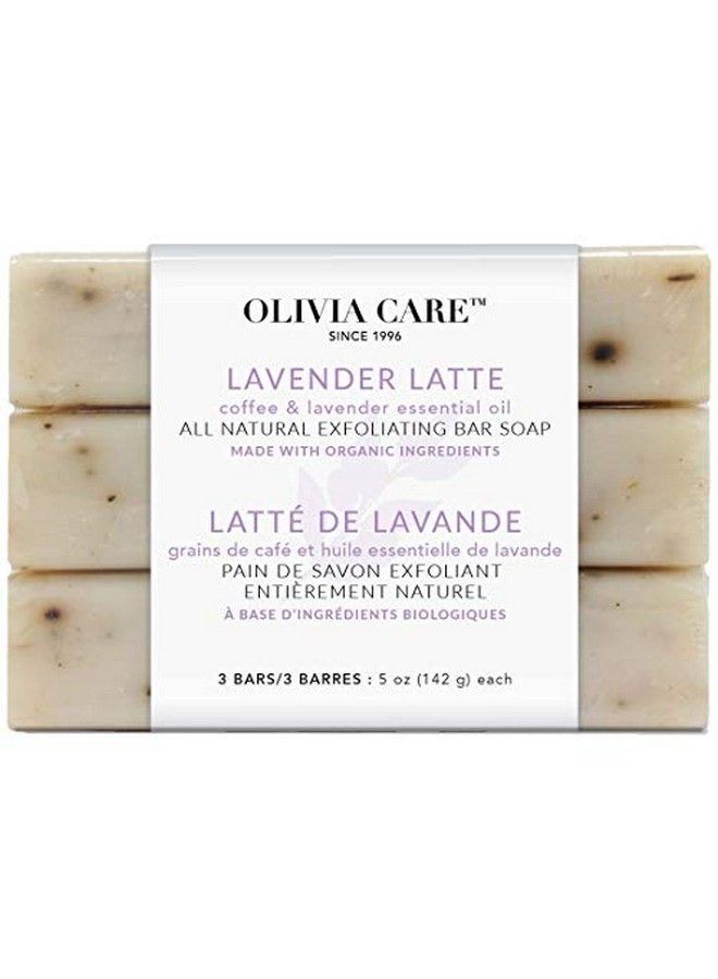 Olivia Care Lavender Latte Exfoliating Bar Soap 3 Pack By Natural Organic Infused With Coffee Bean & Lavender Essential Oil ; Clean Energize Mind Body Full Of Vitamin & Antioxidants 3 X 5 Oz - Image 2