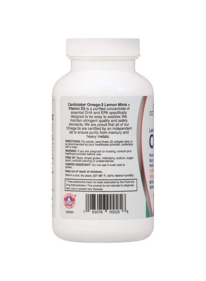 CardioTabs Omega 3 Lemon Minis + Vitamin D3 1100 Mg Omega3 In Triglyceride Form And 600 Iu Vitamin D3 Easytoswallow Fresh Lemonflavored Omega3 Supplement Softgels 180 Count - Image 5