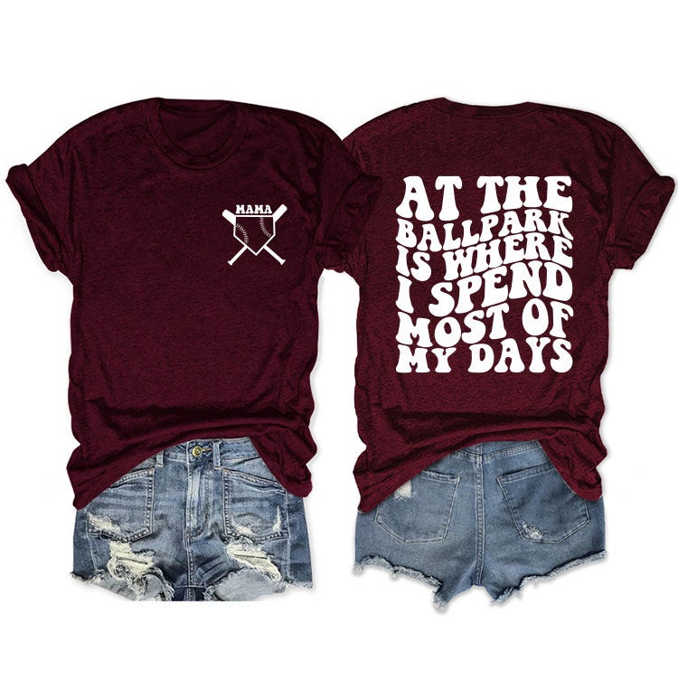 European and American eBay spot casual short sleeve at the ballpark is where double-sided printed personality T-shirt - Image 1