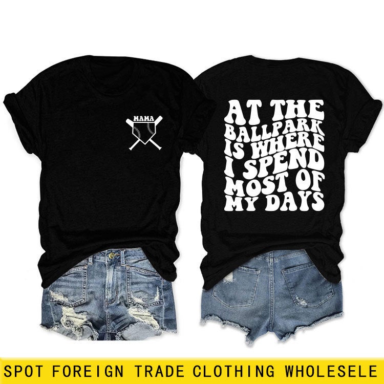 European and American eBay spot casual short sleeve at the ballpark is where double-sided printed personality T-shirt - Image 2