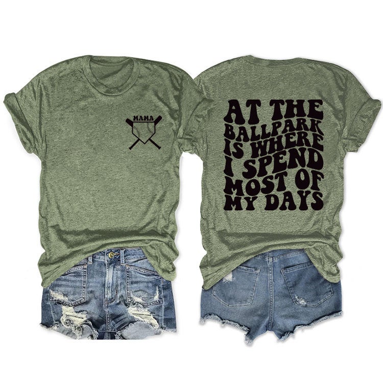 European and American eBay spot casual short sleeve at the ballpark is where double-sided printed personality T-shirt - Image 4