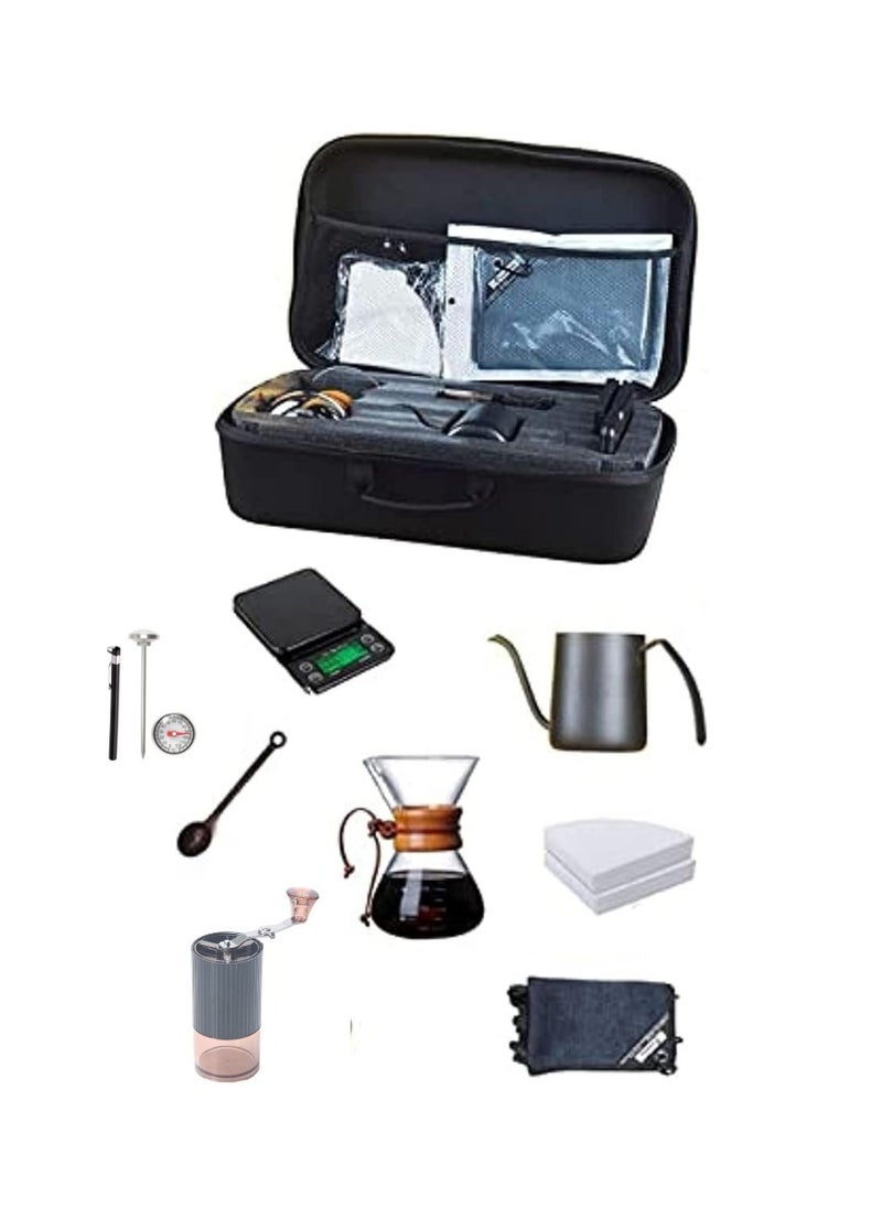 TRADE BAY V60 Pour Over Coffee Maker Set of 8 Piece with Portable Carry Case (V60 Coffee Gift Set)  - Image 1