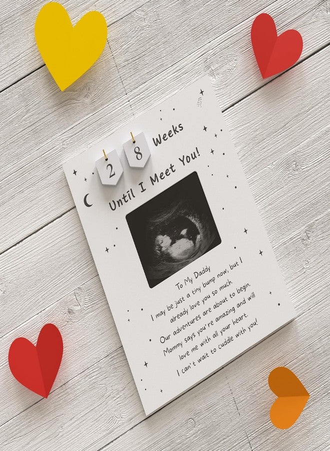 EURSET Sonogram Picture Frame Countdown Weeks For Dad - Pregnancy Announcements Ideas Sign - Standard 4"x3" Ultrasound Photo - Gender Reveal Gifts For Husband Father - New Expecting Parents to Be Keepsake - Image 5