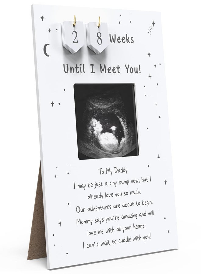 EURSET Sonogram Picture Frame Countdown Weeks For Dad - Pregnancy Announcements Ideas Sign - Standard 4"x3" Ultrasound Photo - Gender Reveal Gifts For Husband Father - New Expecting Parents to Be Keepsake - Image 1