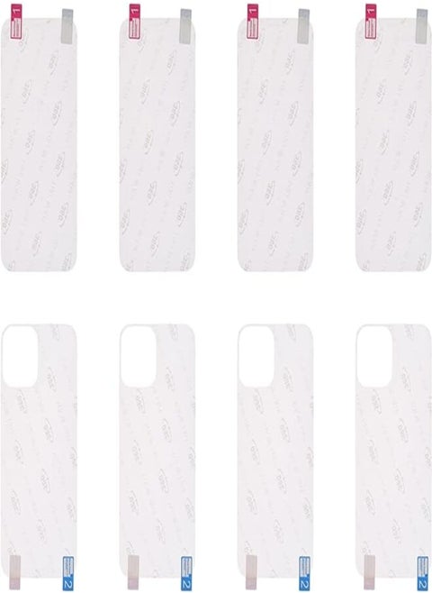 Generic Gelatin 3D Front And Back Full Cover Screen Protection With Anti Scratch Layer And High Transparency For iPhone 12 Pro 6.1" 0.2 MM Set Of 4 Pieces - Clear