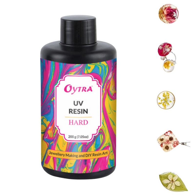 Oytra راتنج UV صلب بلمسة نهائية لامعة واضحة للفنانين والمحترفين من البوليمر كلاي لتزيين الحرف اليدوية وصب الطلاء (200 جرام) - Image 1