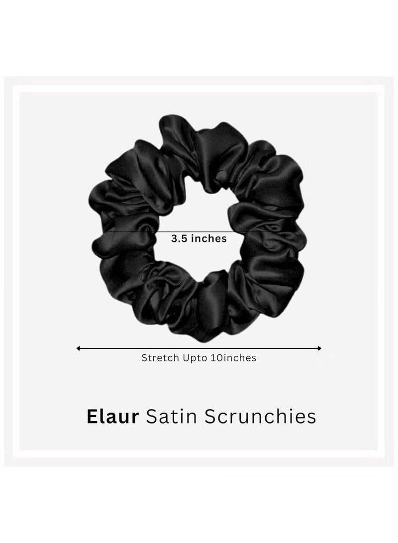 Gecomo Silk Scrunchies Satin for Women Girls | No Frizz No Crease | Soft Hair Accessories| Large Hair Ties Scrunchy | Black Elastic Hair Band | Pack of 6 (Midnight) - Image 2