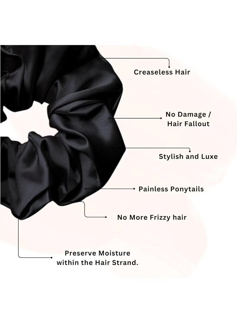 Gecomo Silk Scrunchies Satin for Women Girls | No Frizz No Crease | Soft Hair Accessories| Large Hair Ties Scrunchy | Black Elastic Hair Band | Pack of 6 (Midnight) - Image 5