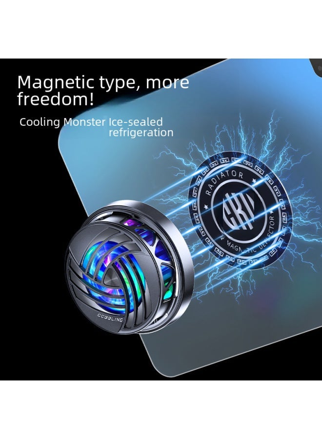 2022 Mobile Phone Radiator K6 Magnetic Semiconductor Simple Colorful Atmosphere Lamp Ice-sealed Refrigeration Radiator-Color:Black  - Image 4