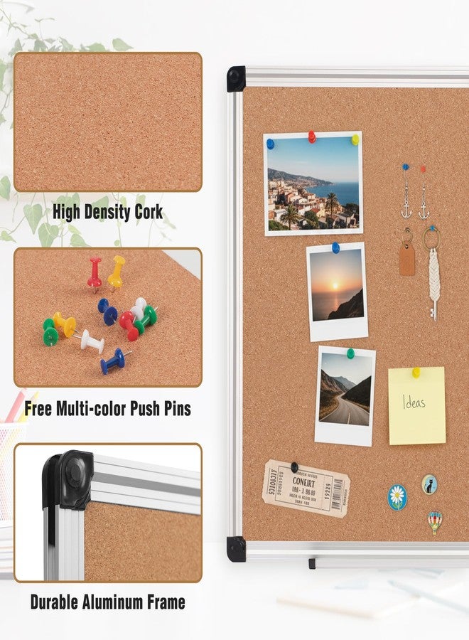 Board2by White Board Cork Board Combo 24" x 18", Large Whiteboard Bulletin Combination Board for Wall, Wall-Mounted Magnetic Dry Erase Board & Corkboard with Pens, Magnets and Pins for Office, School - Image 4