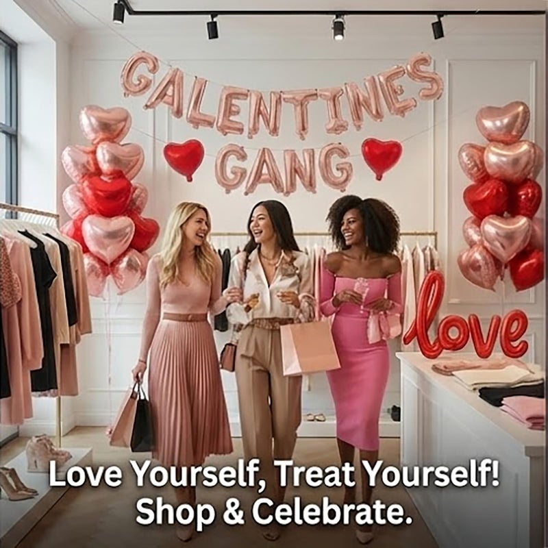 kozee Galentine's Day Balloon Decorations Kit -with Red Rose Gold GALENTINES GANG & LOVE Heart Foil Balloons for Best Friends Bachelorette Bridal Shower Valentine's Celebration Decorations (Red Rose Gold) - Image 3