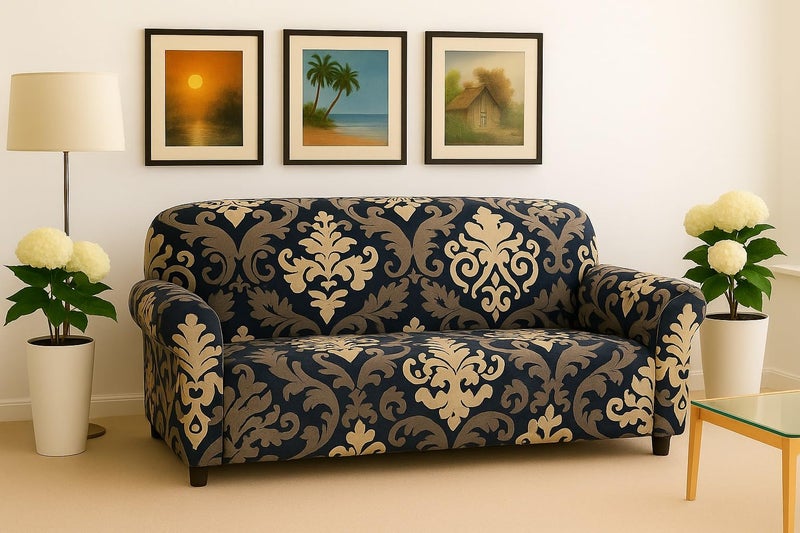 Homerz Premium 3 Seater Universal Elastic fit Sofa Cover Fully Covered, Non-Slip Sticky Elastic Stretchable Sofa Set Slipcover Protector (Royal Touch, 3 Seater) - Image 4
