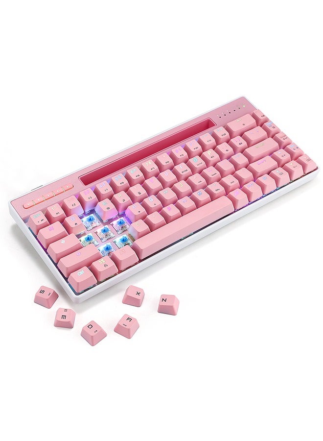 MK16 Bluetooth Wired Dual-mode Mechanical Keyboard Gaming Computer Office Pink - Image 3
