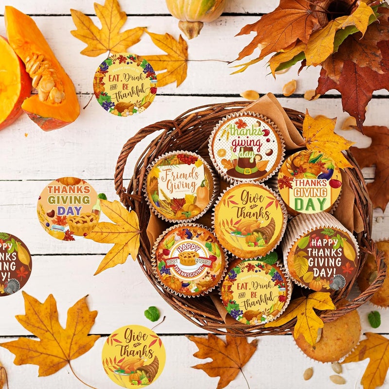 Fyeoxle 36PCS Edible Thanksgiving Day Cupcake Toppers Wafer Paper Give Thanks Cake Decorations Edible Friends Giving Cupcake Picks for Thanksgiving Party Birthday Decor Supplies - Image 4