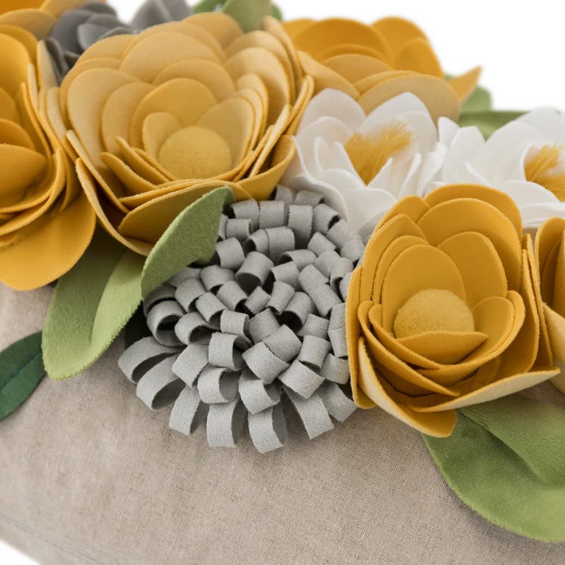 OiseauVoler Decorative 3D Flower Throw Pillow Covers Accent Floral Pillowcases for Couch Bed Home Living Room Farmhouse Decor 12x20 Inch Yellow - Image 5