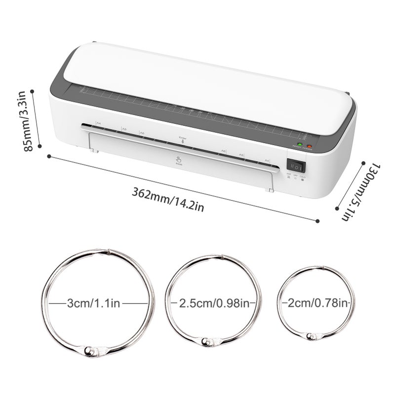A4 Laminating Machine 9 inches Thermal Laminator Machine Desktop 6IN1 Multifunctional Hot and Cold Lamination with Paper Cutter Trimmer Rounder Hole Puncher Binding Hoop 12cps Laminating - Image 5