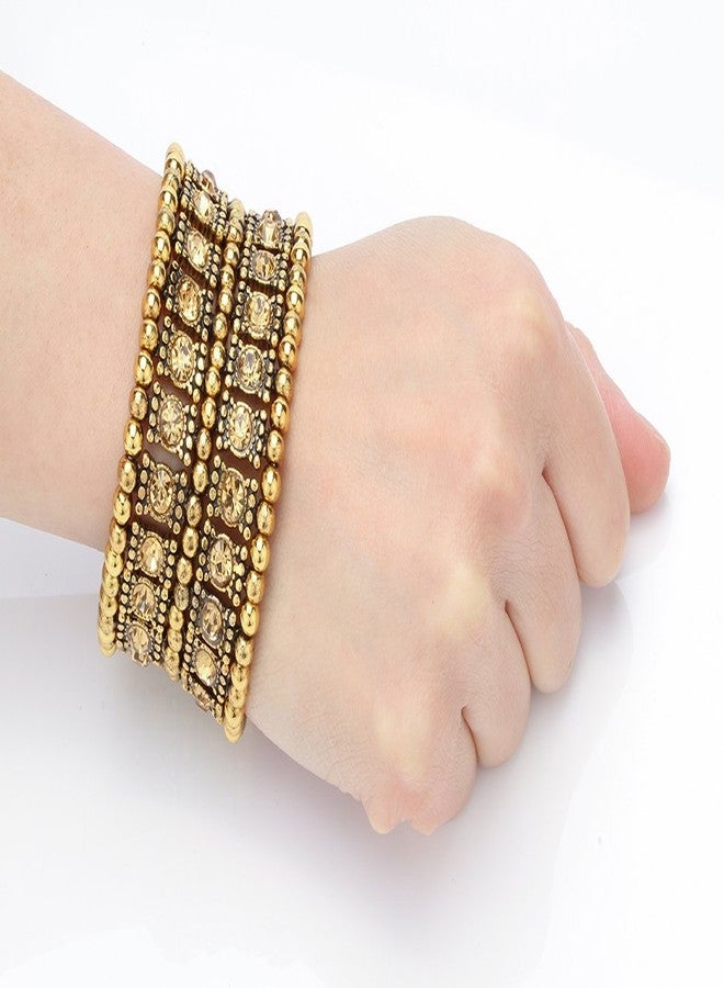 Szxc Womens Ballroom Rhinestone Stretch Cuff Bracelets Fit Wrist Circumference From 6.5" to 7.5" - Lead & Nickle Free - Image 3