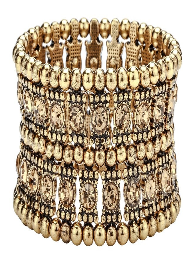 Szxc Womens Ballroom Rhinestone Stretch Cuff Bracelets Fit Wrist Circumference From 6.5" to 7.5" - Lead & Nickle Free - Image 1