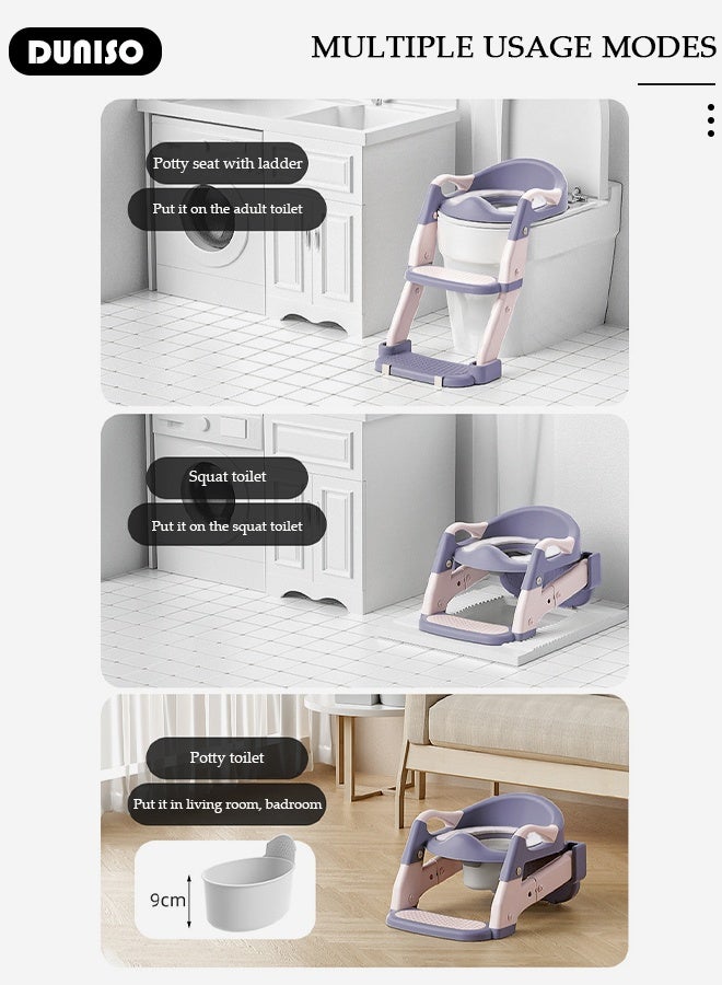 Duniso Potty TrainingSeat with Step Stool with comfortable adjustable and foldable seat for kids Boys Girls. - Image 4