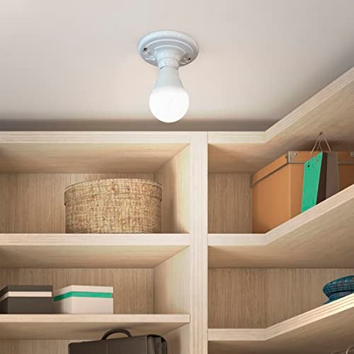 Maxxima Keyless Plastic Lamp Holder - One-Piece Medium Base, E26 Socket Outlet Box Mount, 660W, Ceiling Lighting, Compatible with LED and Incandescent Light Bulbs - 2 Pack - Image 4