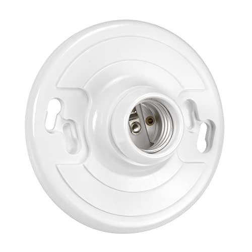 Maxxima Keyless Plastic Lamp Holder - One-Piece Medium Base, E26 Socket Outlet Box Mount, 660W, Ceiling Lighting, Compatible with LED and Incandescent Light Bulbs - 2 Pack - Image 3