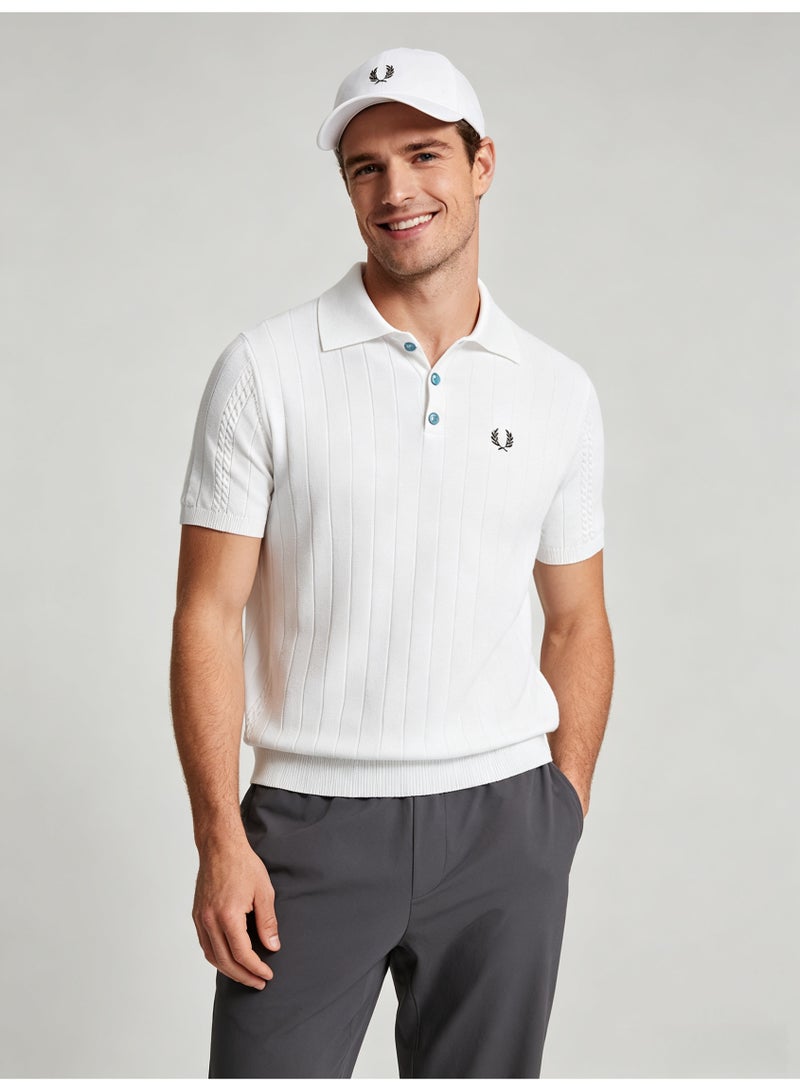 فريد بيري FRED PERRY Men's vertical knit Polo shirt - Image 3