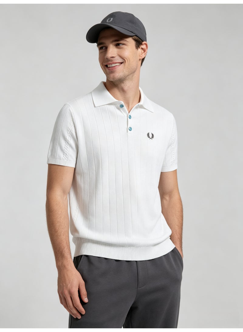 فريد بيري FRED PERRY Men's vertical knit Polo shirt - Image 1