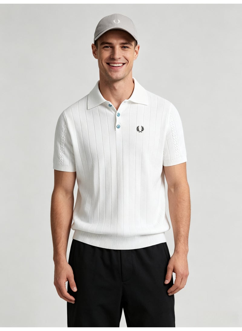 فريد بيري FRED PERRY Men's vertical knit Polo shirt - Image 5