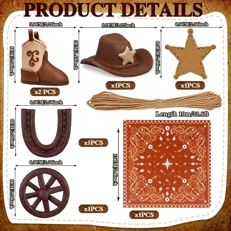 KEEPARTY Cowboy Cake Decorations Cowboy Hat and Boot Cake Toppers Western Cowboy Cowgirl Birthday Baby Shower for Western Theme Party Favors Supplies (Brown) - Image 2