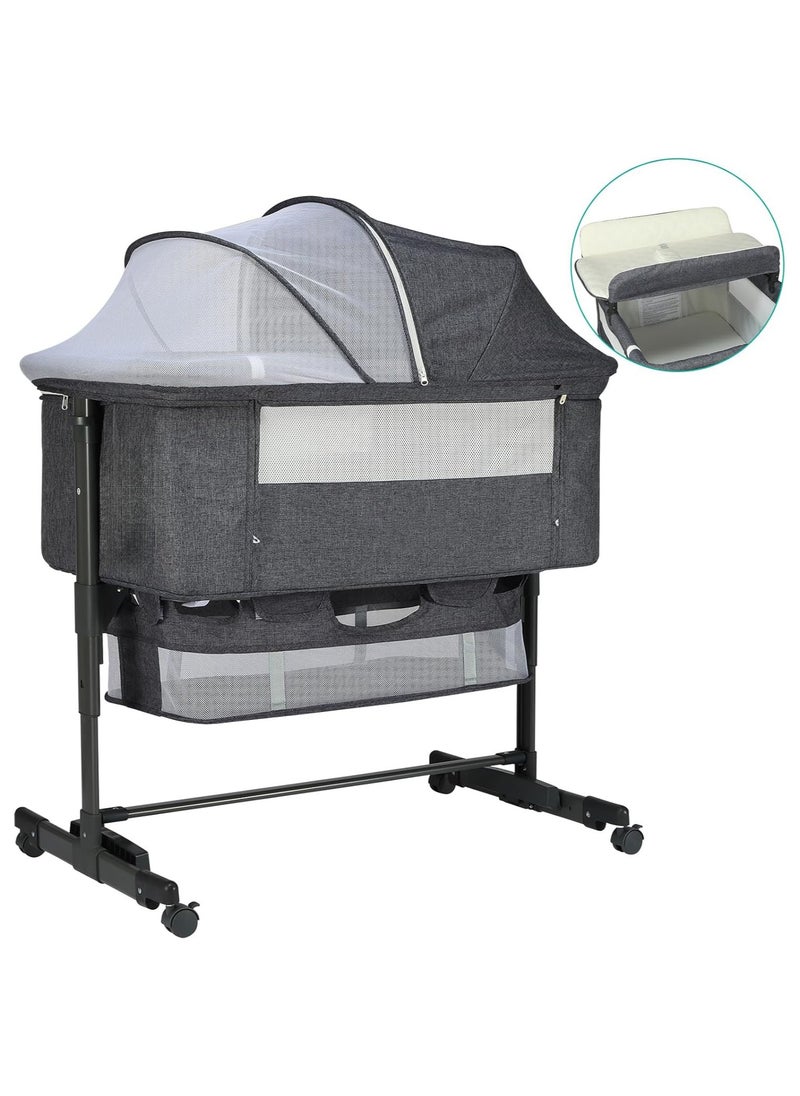ACPLAY Baby Bassinet with Changing Table and Wheels, 6 Adjustable Heights, Bedside Sleeper with Tilt for Reflux Relief, Breathable Mesh, Lightweight Aluminum Frame, Storage Space, and Travel-Friendly Design  - Image 1