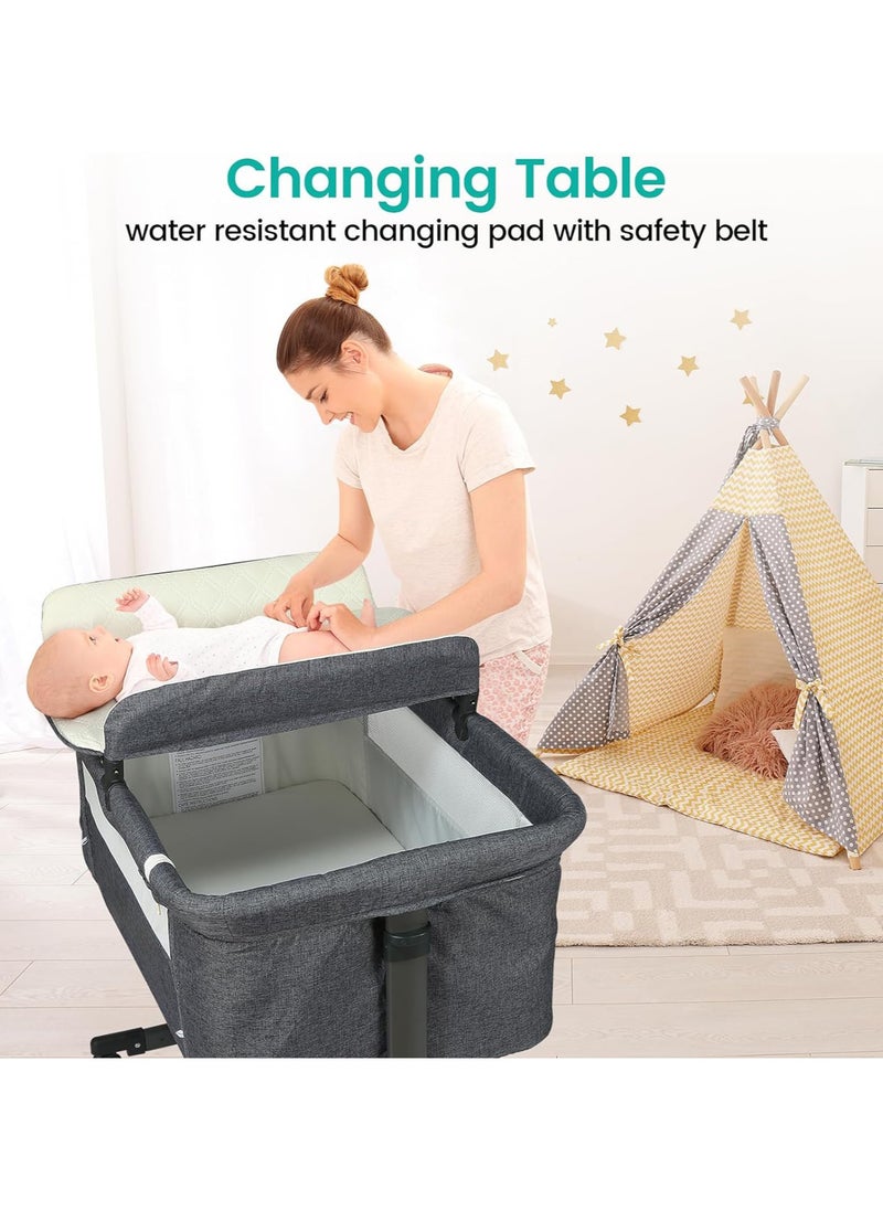 ACPLAY Baby Bassinet with Changing Table and Wheels, 6 Adjustable Heights, Bedside Sleeper with Tilt for Reflux Relief, Breathable Mesh, Lightweight Aluminum Frame, Storage Space, and Travel-Friendly Design  - Image 2