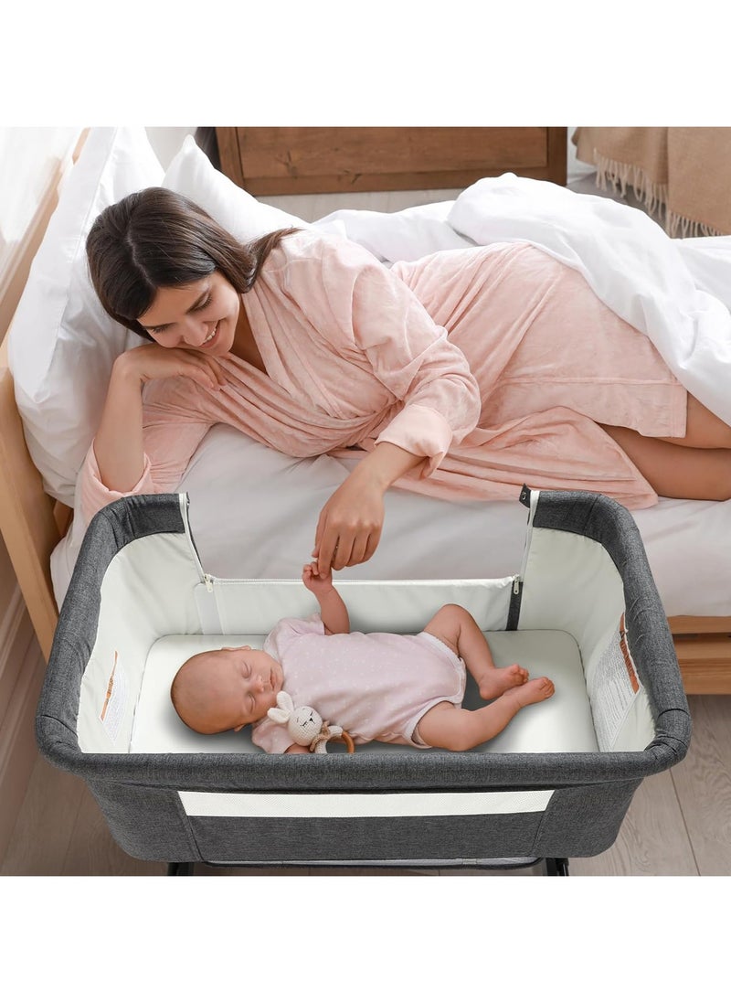 ACPLAY Baby Bassinet with Changing Table and Wheels, 6 Adjustable Heights, Bedside Sleeper with Tilt for Reflux Relief, Breathable Mesh, Lightweight Aluminum Frame, Storage Space, and Travel-Friendly Design  - Image 3