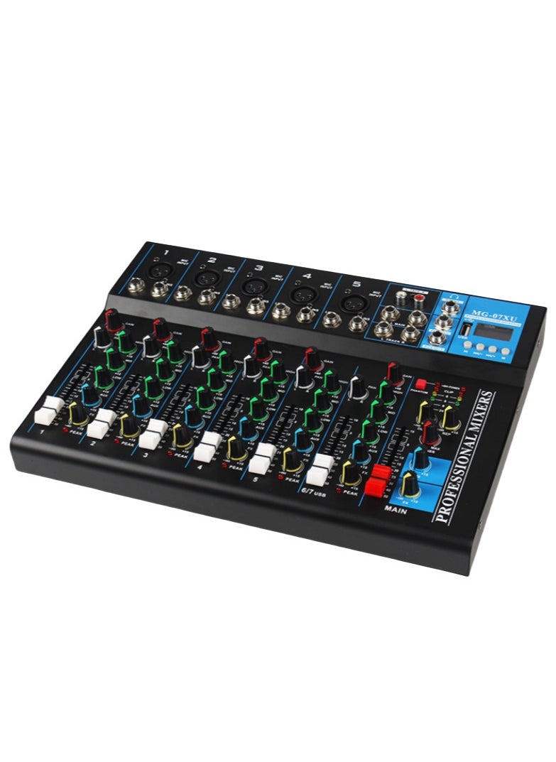 Generic 7-channel professional mixer portable mixing console computer input 48v power supply F7 Record PC Audio mixer  - Image 1